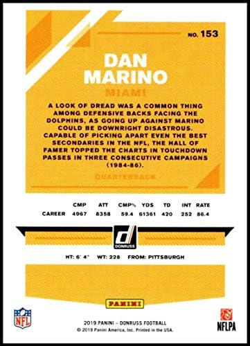 2019 Donruss 153 Dan Marino NM-MT Miami Dolphins Hivatalosan Engedélyezett NFL Trading Card
