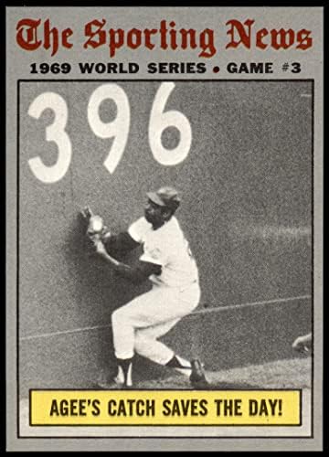 1970 Topps 307 1969-Es World Series - Játék 3 - Agee Elkapni a Nap hőse Tommie Agee New York/Baltimore Mets/Orioles (Baseball