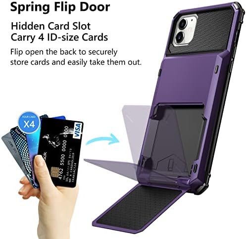 Vofolen iPhone 11 Esetben Pénztárca 4-Kártya Tartóját ID Foglalata Felhajtható Ajtó Rejtett Zseb Anti-Semmiből Dual Layer