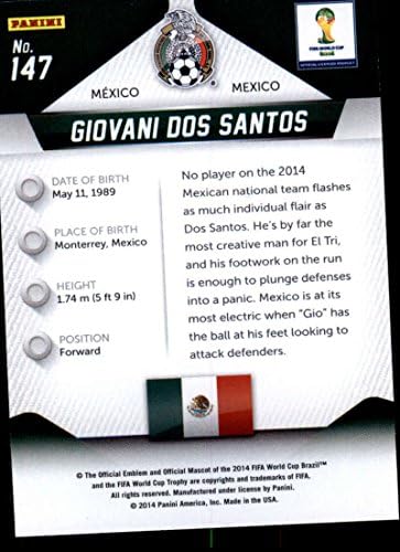 2014 Panini Világbajnokság Prizm 147 Giovani Dos Santos Mexikói Foci Kártya