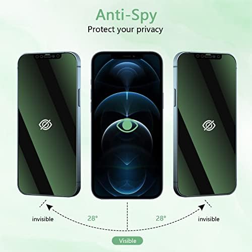 QUESPLE [2 Csomag] Zöld Adatvédelmi képernyővédő fólia iPhone 12 Pro Max 6.7 inch, Hűvös Zöld Színes Anti-Spy Teljes Lefedettség