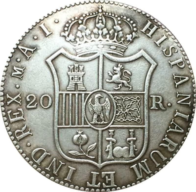 1809-Ben A Spanyol Érmék Réz Ezüstözött Antik Érmék, Érme, Kézműves Gyűjtemény Csapás
