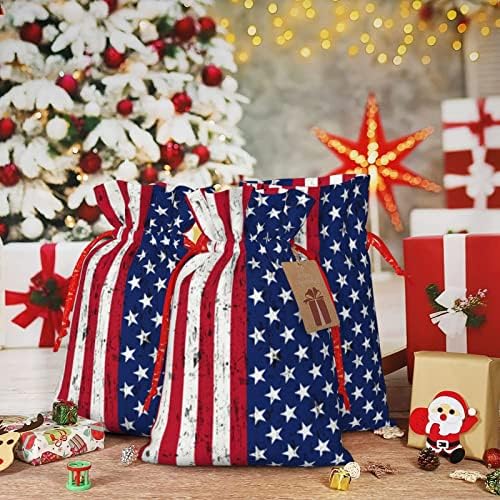 Zsinór Karácsonyi Ajándék Táskák Amerikai Zászló-Csillagok-Csíkok Ajándék Csomagolás Zsák Karácsonyi Ajándék Csomagolás Zsák