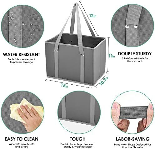 DAREKUKU 3 Csomag Újrafelhasználható Táskák, Összecsukható Mosható Szigetelt Bevásárló Táska Élelmiszert A Megerősített Alsó