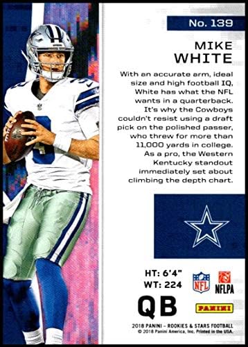 A 2018-as Újoncok, a Csillagok Foci 139 Mike Fehér RC Újonc Kártya Dallas Cowboys Kezdő Hivatalos NFL Trading Card által