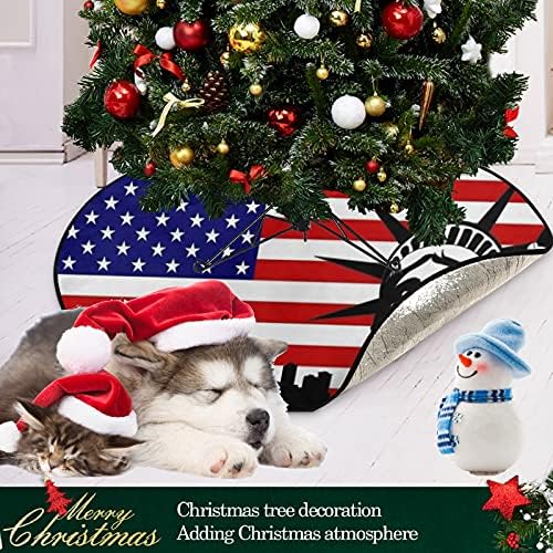 visesunny karácsonyfa Mat Amerikai Zászló Fa áll Mat Szabadság-Szobor Nyomtatás Nedvszívó Fa Állvány Tálca Szőnyeg Padló