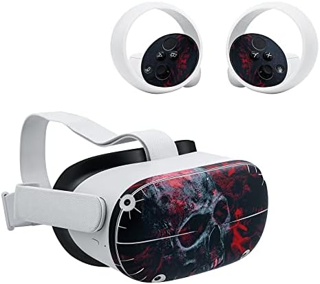 Wigearss Matricák Bőr Oculus Quest 2 VR Headset, valamint Vezérlő, Matrica Bőr Matricák Oculus Quest 2 - Vörös Koponya