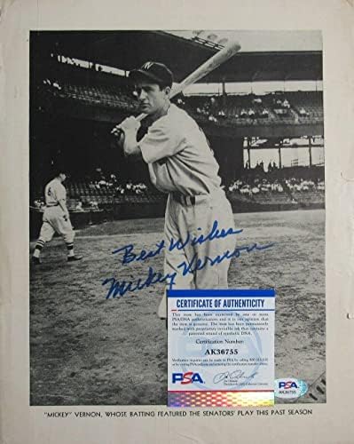 Mickey Vernon Dedikált 9x11 Baseball Magazin Fotó Beszúrása Szenátorok PSA/DNS - Dedikált MLB Magazinok
