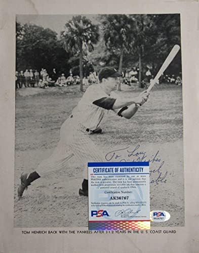 Tom Henrich Dedikált 9x11 Baseball Magazin Fotó Beszúrása Yankees PSA/DNS - Dedikált MLB Magazinok