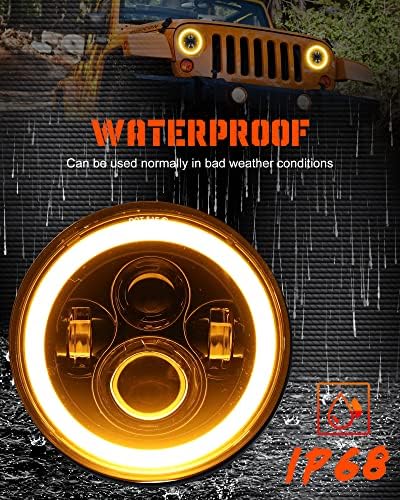UNI-RAGYOG Projektor 7 hüvelykes LED Fényszóró Körben Kompatibilis a Jeep Wrangler JK TJ CJ H6024 LED Fényszóró Fehér DRL
