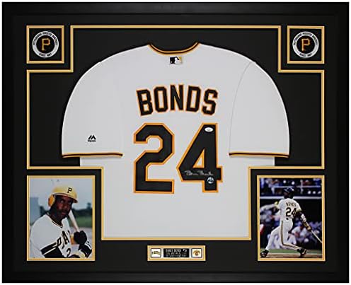 Barry Bonds Dedikált Fehér Pittsburgh Pirates Jersey - Gyönyörűen Gubancos, illetve Bekeretezett - Kéz Által Aláírt Kötvények