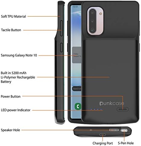 PunkJuice Galaxy Note 10 Akkumulátor Esetben, 5200 mah Gyors Töltés Extended Power Bank W/Screen Protector | IntelSwitch