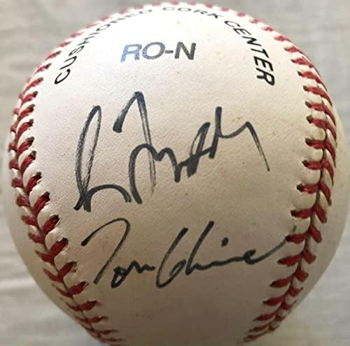 Greg Maddux Tom Glavine dedikált, aláírt auto Rawlings NL baseball Bátrabbak SZÖVETSÉG - Dedikált Baseball