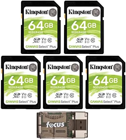 Kingston 64 gb-os SDHC Vászon Válasszuk a Plusz Memóriakártya (5 Csomag) Csomag Hangsúly a Nagy Sebességű Kártya Olvasó (6