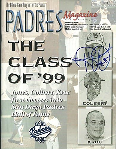 Randy Jones Aláírt 1999 Padres Magazin Játék Program 1. Hall of Fame Osztály Auto - Dedikált MLB Magazinok