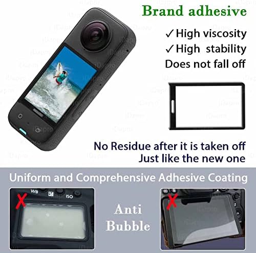 Képernyő Védő Insta360 EGY X3 LCD Vízálló 360 Akció Kamera [2 Csomag] ， iDaPro Edzett Üveg Egyszerű Telepítés