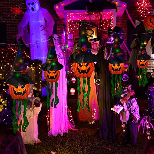 Halloween Dekoráció, 11.5 Láb Színes LED Szellem Halloween String Fények,Ijesztő Lóg Világító Narancssárga Sütőtök Varázsló
