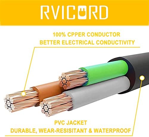 RVICORD, nagy teherbírású SJTW Szabadtéri Hosszabbító Kábel AWG (14/3) Sárga PVC Égésgátló ETL Hitelesített (14/3 SZERELVÉNY