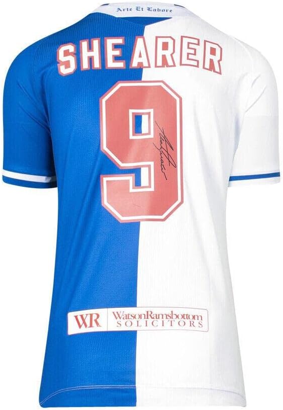 Alan Shearer Írta Alá Blackburn Rovers 2021/22 Otthoni Póló - 9-Es Számú Aláírást - Dedikált Foci Mezek