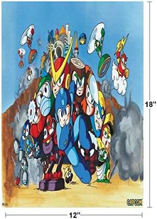 Poszter Öntöde Laminált Mega Man 2 Főnökök, Videó, Játék, Videó Gamer Klasszikus Vintage Retro 90-es Játék Megaman Capcom
