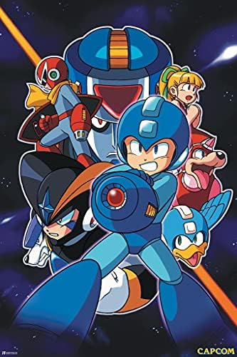 Poszter Öntöde Laminált Mega Man Tér Háttérben, Videó, Játék, Videó Gamer Klasszikus Vintage Retro 90-es Játék Megaman Capcom