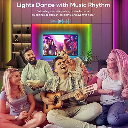 Bonve Pet 32.8 ft Led Szalag Világítás,led RGB 5050 LED Smart Music Sync színváltó LED Szalagok Led Távoli Fények Hálószoba,Otthon,