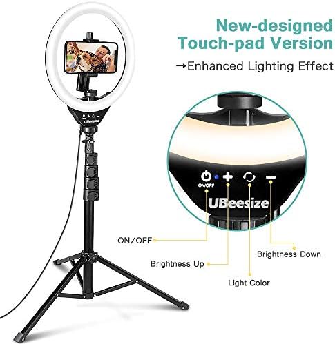 UBeesize 10 Gyűrű Fény Állvány & LED Video Lámpa Készlet, 2db Szabályozható Folyamatos Hordozható Fotózás Világítás Állítható