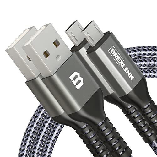 BrexLink Micro USB Kábel Android (2-Pack, 6.6 FT), Micro USB-USB 2.0 Kábel Fonott Nylon Gyors Töltő Kábel Kompatibilis a