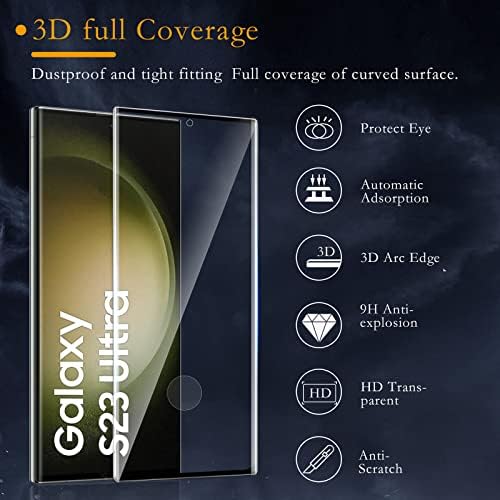 Nixinioo [2 Csomag] 2 Csomag képernyővédő fólia Samsung Galaxy S23 Ultra,3D Ívelt Teljes Lefedettség， Buborék Szabad，9H Keménység,