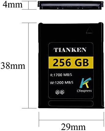 Tianken 256 gb-os CFexpress B Típusú memóriakártyát, Akár 1700MB/s olvasási, Kompatibilis Nikon, Panasonic & Canon DSLR Kamerák