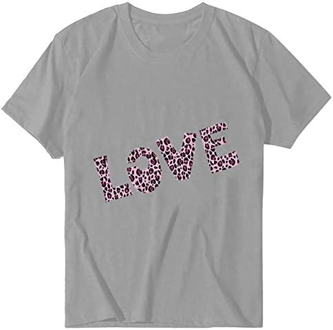 Rövid Ujjú Tshirts a Nők Valentin Nap Plus Size Póló Ing Leopárd Szerelmes Levél Nyomtatás Nyári Pulóver Felső