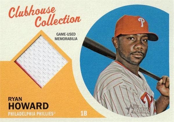 Ryan Howard játékos kopott jersey-i javítás baseball kártya (Philadelphia Phillies) 2012 Topps Örökség Klubház Gyűjtemény