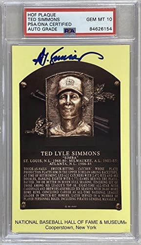 Ted Simmons Aláírt Arany HOF Emléktábla Képeslap Sárga Bíborosok PSA/DNS-Auto Gem 10 - MLB Vágott Aláírás