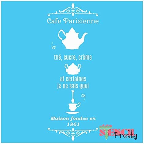 Kávézó Parisienne - Tea Cukor & Cream Elegáns Konyha Stencil Legjobb Vinil Nagy Stencil Festés, Fa, Vászon, Fal, stb.-XS