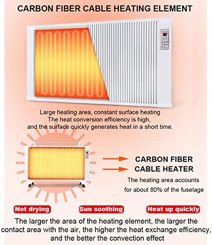 PHASFBJ 700W-2000W Elektromos Konvektor Radiátor Fűtés, Grafén Fűtés Kettős Konvekciós Radiátor Fűtés,a Hőmérséklet is megjelenik,