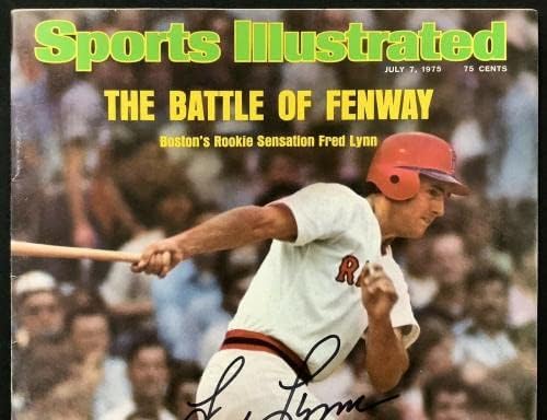 Fred Lynn Aláírt Sports Illustrated 7/7/75 Nincs Címke Red Sox Baseball Auto SZÖVETSÉG - Dedikált MLB Magazinok