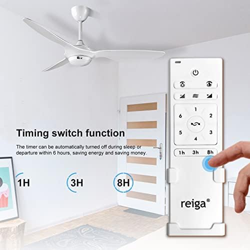 reiga 52-Fényes Fehér Nagy Mennyezeti Ventilátor Szabályozható LED Készlet Távirányító Modern, 3 Pengék Visszafordítható,