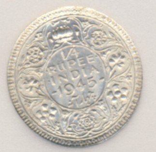 Brit India Ezüst Érme 1/4 Rúpiát Kiadott 1945