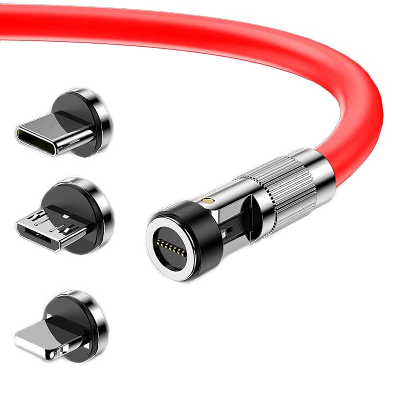 Chubby 540° 3 1 Gyors Töltés Mágneses Pufók Kábel Erős Mágneses Felület, Több Mágnes USB-Biztonsági töltőkábel Piros 3Tips