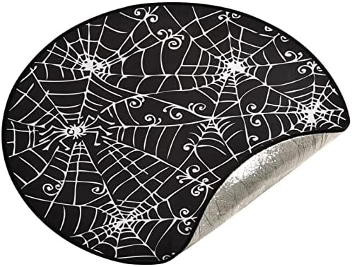 visesunny karácsonyfa Mat Halloween Fekete-Fehér Denevér Web Fa áll Szőnyeg Padló Protector Nedvszívó Fa Állvány Tálca Mat