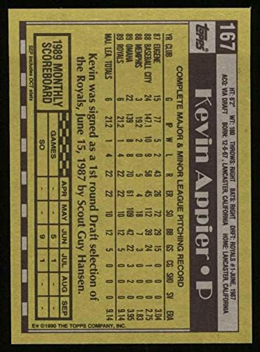 1990 Topps 167 Kevin Appier Kansas City Royals (Baseball Kártya) NM/MT Uralkodók