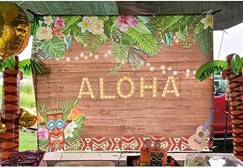 Fanghui 7x5ft Aloha Fél Hátteret Nyáron a Trópusi Hawaii Luau Virágok, Fából készült Szobor Virágos Báli Dekoráció Háttér