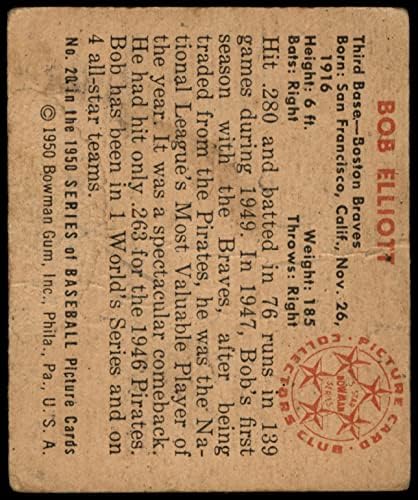 1950 Bowman 20 Bob Elliott Boston Braves (Baseball Kártya) FAIR Bátrabbak