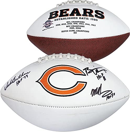 Dick Butkus, Mike Singletary & Brian Urlacher Chicago Bears Dedikált Fehér Panel Futball Hírességek Csarnoka Feliratok -