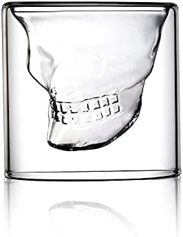 PFKGHNT Whiskys Üveget Szett 2 Whisky Szemüveg - Belső Koponya Tervezés Jön A Fából készült Állvány, 850ml Derítő 75ml *
