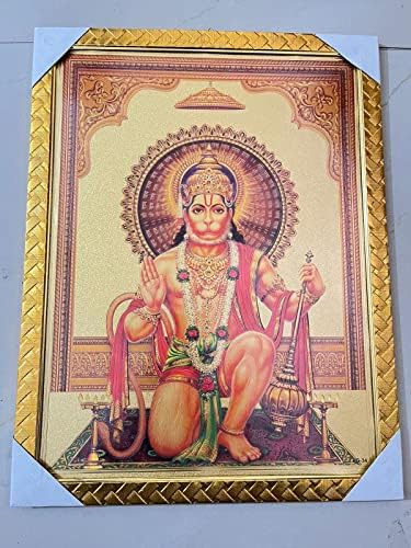 Lord Shree Hanuman Ji Képkeret Bajrangbali Képkeret, Festmény, Fali Kép Keret lakberendezési Vallási Képkeret Méret 14 X