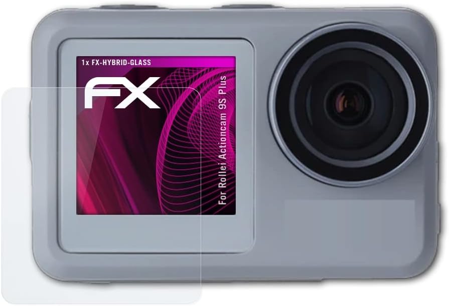 atFoliX Műanyag Üveg Védőfólia Kompatibilis Rollei Actioncam 9S Plusz Üveg Protector, 9H Hibrid-Üveg FX Üveg kijelző Védő