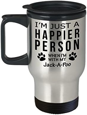 Kutya Szerető Utazási Bögre - Boldogabb Ember Jack-El-Egy-Kaki -Kisállat-Tulajdonos Mentő Ajándékok