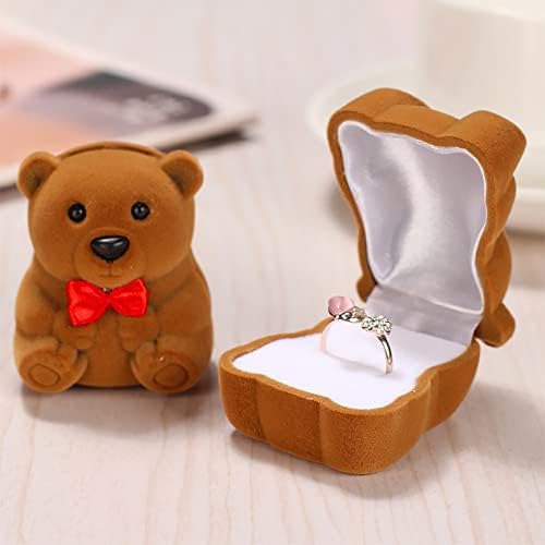 Nagyon szépen Barna Medve Gyűrű Doboz| Egyszerű Retro Kis Gyönyörű Gyűrű Tároló Doboz |Szép gyűrűt doboz esküvő, Eljegyzés(Barna)