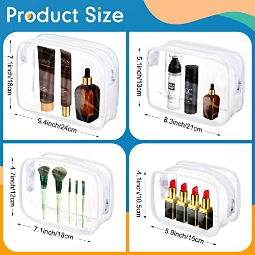 12 Pack Tiszta Toalett Táska Hordozható Utazási Csomagokat PVC Világos, Kozmetikai Táskák, Átlátszó, Vízálló Cipzár Tok Műanyag